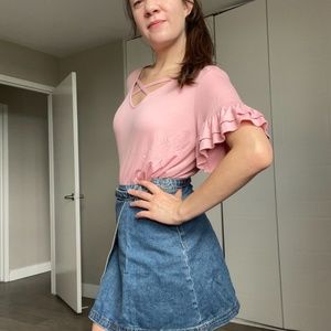 Pink cutsie-sleeve top